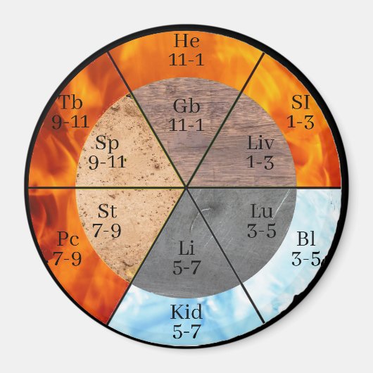 子午線臓器要素のクロックのカスタマイズ可能 マグネット (正面)