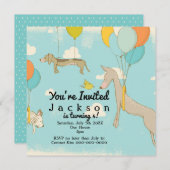 子図解入りの、写真付きの供バースデーパーティ招待状 招待状 (正面/裏面)