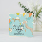 子図解入りの、写真付きの供バースデーパーティ招待状 招待状 (スタンド正面)