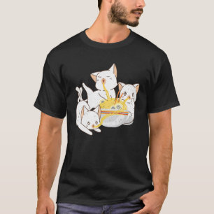 子天ラーメンかわいいアニメ猫ラーメン日本のラーメン麺 Tシャツ