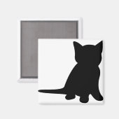子天座りシルエットキャット白黒 マグネット (正面/裏面)