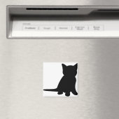 子天座りシルエットキャット白黒 マグネット (インサイチュ (食洗機))