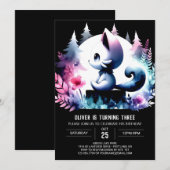 子威厳のあるネコ誕生日 招待状 (正面/裏面)