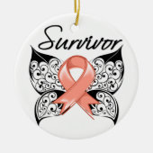 子宮がんを克服した蝶 セラミックオーナメント (正面)