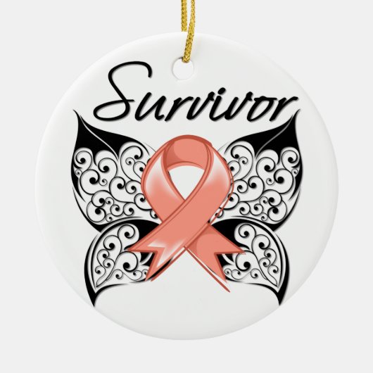 子宮がんを克服した蝶 セラミックオーナメント (正面)