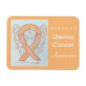 子宮がん認識度リボンエンジェルギフトマグネット マグネット (横)