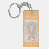 子宮がん認識度リボンキーチェーン キーホルダー (正面左)