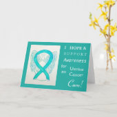 子宮がん認識度リボングリーティングカード カード (黄色い花)