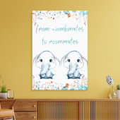 子宮の双子からルームメイトの象のぬいぐるみ壁飾り キャンバスプリント (インサイチュ (リビング))
