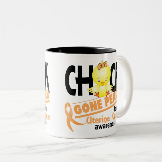 子宮の蟹座のひよこによって行くモモ2 ツートーンマグカップ (正面右)