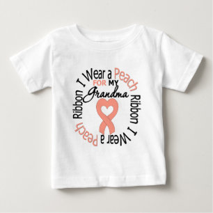 子宮の蟹座私は私の祖母のためのモモのリボンを身に着けています ベビーTシャツ