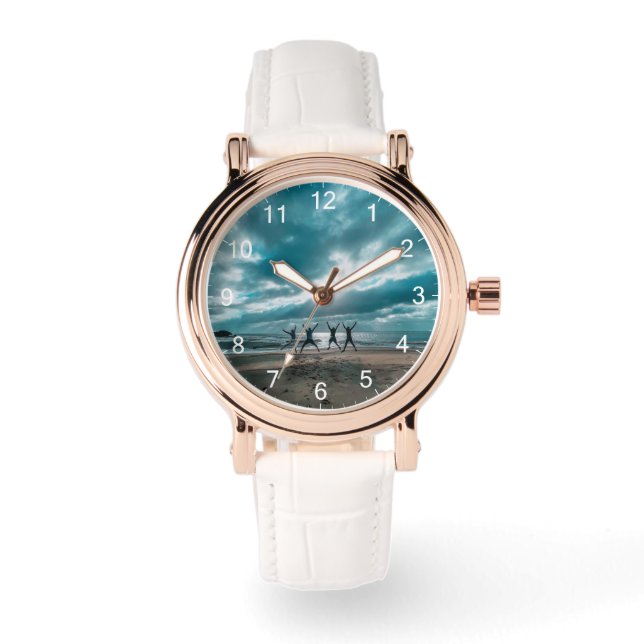 子宮スタイリッシュヴィンテージエレガントバラ金ゴールドモノグラム 腕時計 (正面)