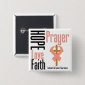 子宮内膜がんホープ愛の信仰祈りの言葉クロス 缶バッジ (正面&裏面)