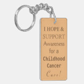 子宮内膜がん認識度ピーチリボンキーチェーン キーホルダー (正面左)