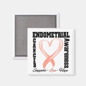 子宮内膜がん認識度ブラシハートリボン マグネット (正面/裏面)