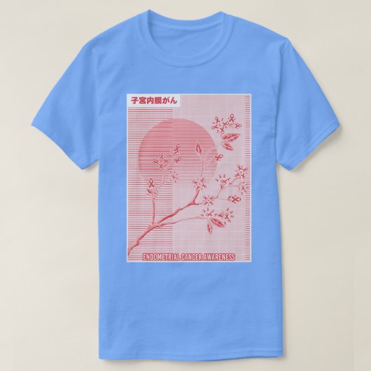 子宮内膜がん認識度桜さくらんぼ花 Tシャツ (デザイン正面)