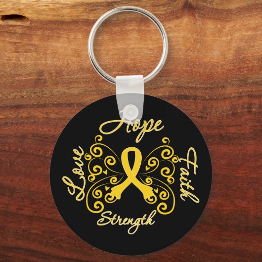 子宮内膜症ホープ蝶 キーホルダー (正面)