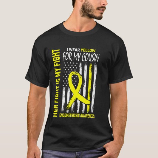 子宮内膜症啓発クーシンリボンフラグ Tシャツ (正面)