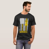 子宮内膜症啓発月間 アメリカ国旗 イエローリボン Tシャツ (正面フル)