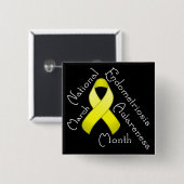 子宮内膜症認識度月上正方形ダークボタン 缶バッジ (正面&裏面)