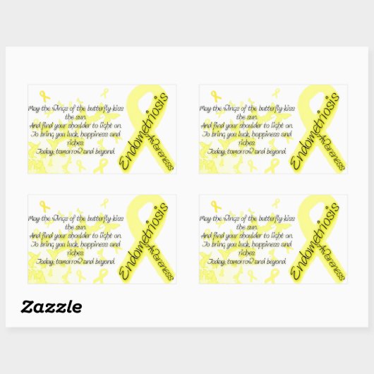 子宮内膜症認識度蝶引用文 長方形シール (シート)