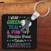 子宮衣服グリーンティール（緑がかった色）ピンク転移性乳房用 キーホルダー (裏面)
