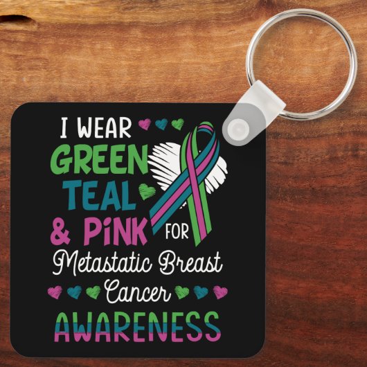 子宮衣服グリーンティール(緑がかった色)ピンク転移性乳房用 キーホルダー (裏面)