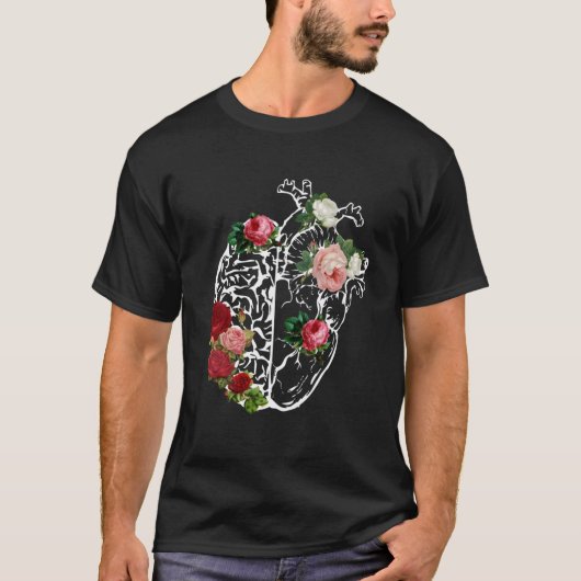 子宮解剖学的ハート_脳花花模様Anat Tシャツ (正面)