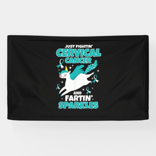 子宮頸おもしろい癌ユニコーンFarting Sparkles T-S 横断幕 (横)