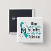 子宮頸がんリボン私のヒーロー私の義理の妹 缶バッジ (正面&裏面)