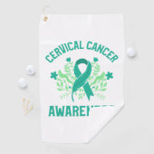 子宮頸がん認識度フローラティール（緑がかった色）帯 ゴルフタオル (インサイチュ)