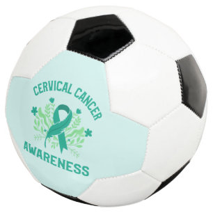 子宮頸がん認識度フローラティール(緑がかった色)帯 サッカーボール
