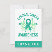 子宮頸がん認識度フローラティール(緑がかった色)帯 サンキューカード (正面)