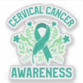 子宮頸がん認識度フローラティール（緑がかった色）帯 シール (正面)