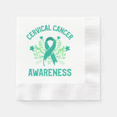 子宮頸がん認識度フローラティール（緑がかった色）帯 縁ありカクテルナプキン (正面)