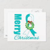 子宮頸がん認識度メリークリスマスリボン シーズンポストカード (正面/裏面)