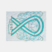 子宮頸がん認識度リボンエンジェルブランケット フリースブランケット (正面(横))