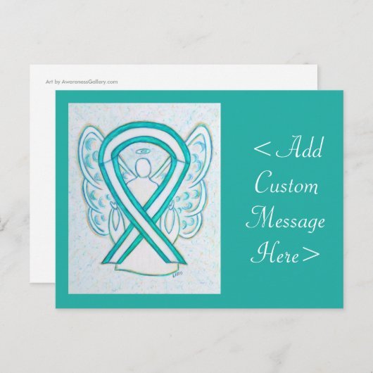 子宮頸がん認識度リボンエンジェルポストカード ポストカード (正面/裏面)