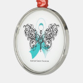 子宮頸がん部族蝶リボン メタルオーナメント (左)