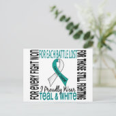 子宮頸がんI誇らしげに衣服ティール（緑がかった色）と白2 ポストカード (スタンド正面)