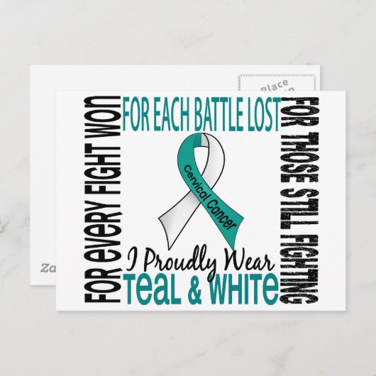子宮頸がんI誇らしげに衣服ティール（緑がかった色）と白2 ポストカード (正面/裏面)