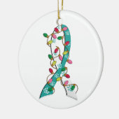 子宮頸癌・のクリスマスの照明のリボン セラミックオーナメント (左)