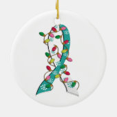 子宮頸癌・のクリスマスの照明のリボン セラミックオーナメント (裏面)