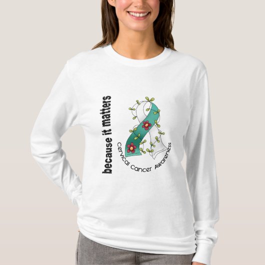 子宮頸癌・の花のリボン3 Tシャツ (正面)