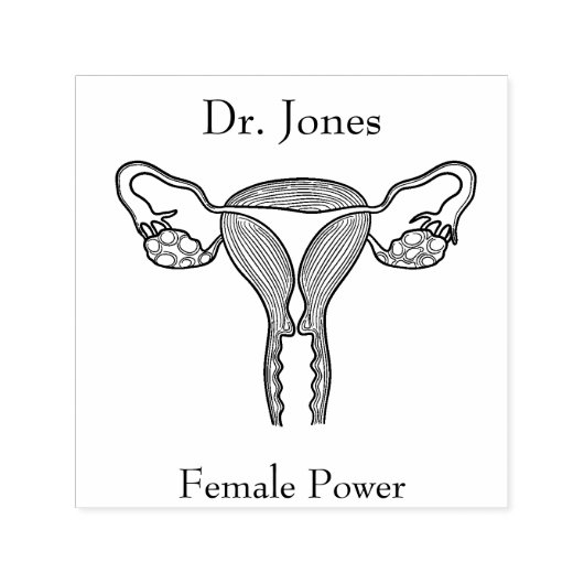 子宮、ヒト臓器自筆ゴム印 セルフインキングスタンプ (デザイン)