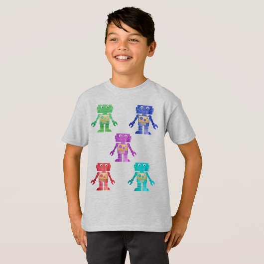 子数々のどもの名前を後ろに付けたカラーロボット Tシャツ (正面フル)