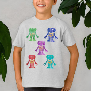 子数々のどもの名前を後ろに付けたカラーロボット Tシャツ
