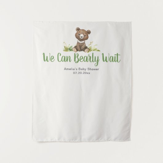 子熊のバースデーパーティー おめでとう We Can Bearly Wait タペストリー (正面)