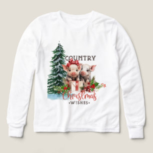 子牛ちゃん - カントリー・クリスマスの願い 長袖Tシャツ