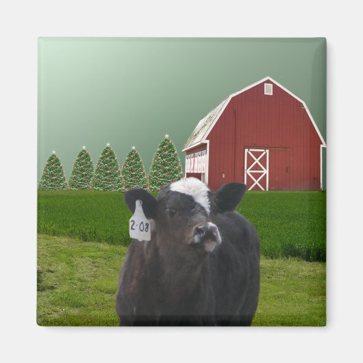 子牛の初めてのクリスマス磁石 マグネット (正面)